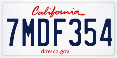 CA license plate 7MDF354