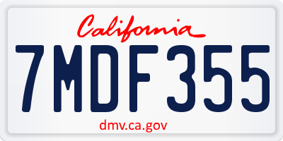 CA license plate 7MDF355