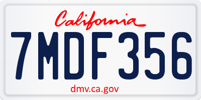CA license plate 7MDF356