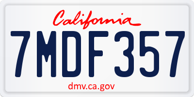 CA license plate 7MDF357