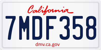 CA license plate 7MDF358