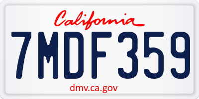 CA license plate 7MDF359