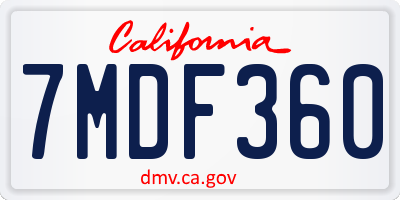 CA license plate 7MDF360