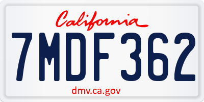 CA license plate 7MDF362