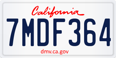 CA license plate 7MDF364