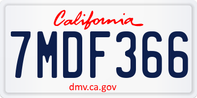 CA license plate 7MDF366