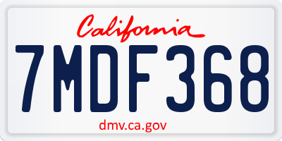CA license plate 7MDF368