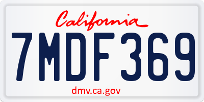 CA license plate 7MDF369