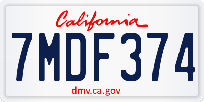 CA license plate 7MDF374