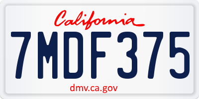 CA license plate 7MDF375