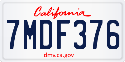 CA license plate 7MDF376