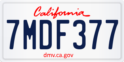 CA license plate 7MDF377