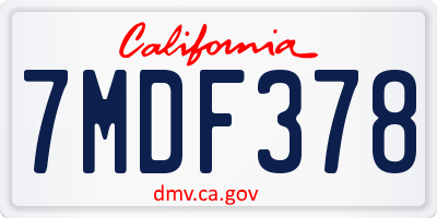 CA license plate 7MDF378