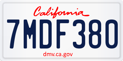 CA license plate 7MDF380
