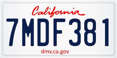 CA license plate 7MDF381