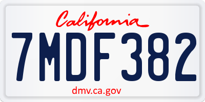 CA license plate 7MDF382