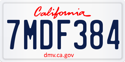 CA license plate 7MDF384