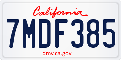 CA license plate 7MDF385
