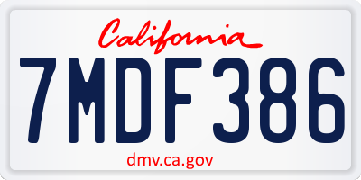 CA license plate 7MDF386