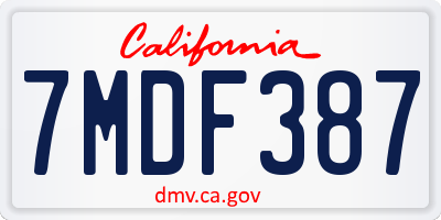 CA license plate 7MDF387