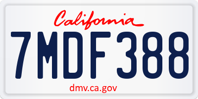 CA license plate 7MDF388