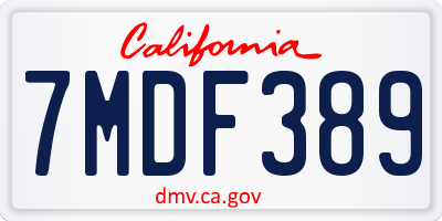 CA license plate 7MDF389