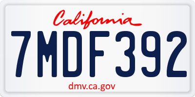 CA license plate 7MDF392