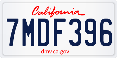 CA license plate 7MDF396