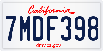 CA license plate 7MDF398