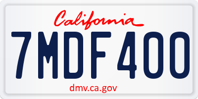 CA license plate 7MDF400