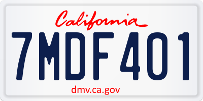 CA license plate 7MDF401