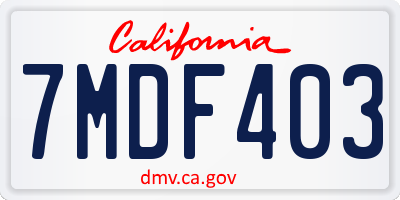 CA license plate 7MDF403