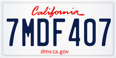 CA license plate 7MDF407