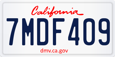 CA license plate 7MDF409