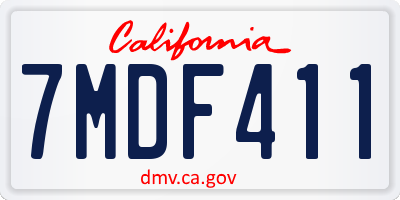 CA license plate 7MDF411
