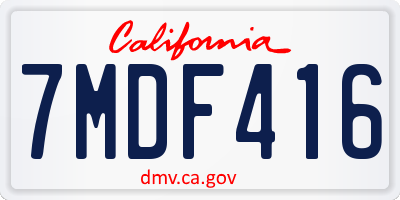 CA license plate 7MDF416