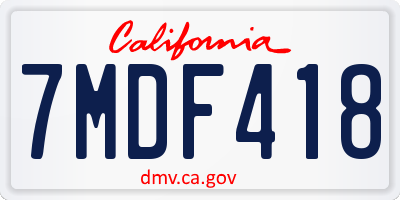 CA license plate 7MDF418