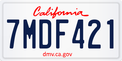 CA license plate 7MDF421