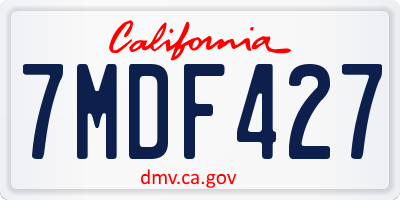 CA license plate 7MDF427