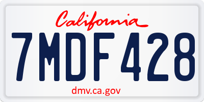 CA license plate 7MDF428