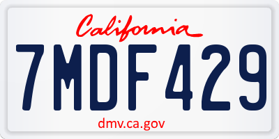 CA license plate 7MDF429
