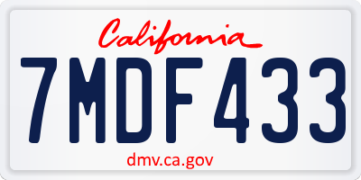 CA license plate 7MDF433