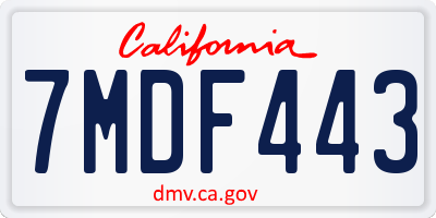 CA license plate 7MDF443