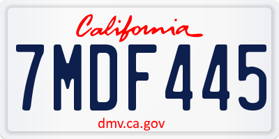 CA license plate 7MDF445