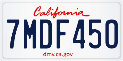 CA license plate 7MDF450