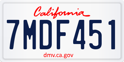 CA license plate 7MDF451