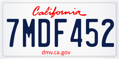 CA license plate 7MDF452