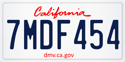 CA license plate 7MDF454