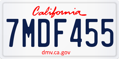 CA license plate 7MDF455