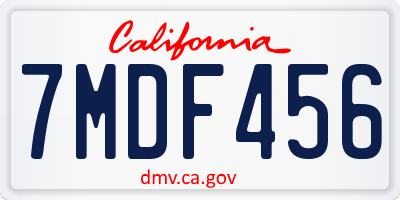 CA license plate 7MDF456